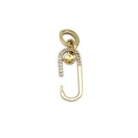 Brass Earring Drop Component 18K gold plated DIY & micro pave cubic zirconia Sold By PC