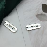Zinc Alloy Tag Charm Rectangle antique silver color plated DIY & with letter pattern Sold By Lot