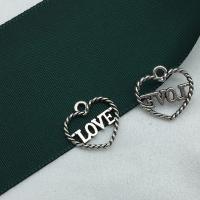 Tibetan Style Heart Pendants, antique silver color plated, DIY & hollow, 14x15mm, 200PCs/Lot, Sold By Lot