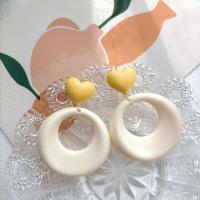 Resin Earring, fashion jewelry & for woman & hollow, 60mm, Sold By Pair