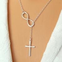 Zinc Alloy Jewelry Necklace Cross fashion jewelry & for woman silver color nickel lead & cadmium free Length Approx 17.72 Inch Sold By PC