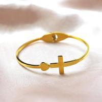 Titanium Steel Bracelet & Bangle Cross Vacuum Ion Plating fashion jewelry & for woman golden Inner Approx Sold By PC