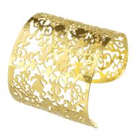 Acier inoxydable 316 bracelet manchette, bijoux de mode & pour femme & creux, doré, 54mm, 5PC/lot, Vendu par lot