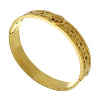 Stainless Steel Bangle, 316 Stainless Steel, Round, Vacuum Plating, fashion jewelry & for woman & hollow, golden, 11mm, Inner Diameter:Approx 62mm, 5PCs/Lot, Sold By Lot