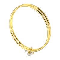 Stainless Steel Bangle 316 Stainless Steel with ABS Plastic Pearl Round Vacuum Plating fashion jewelry & for woman golden 2.50mm Sold By Lot