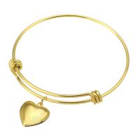 Stainless Steel Bangle, 316 Stainless Steel, Heart, Vacuum Plating, fashion jewelry & for woman, golden, 2mm, Inner Diameter:Approx 62mm, 10PCs/Lot, Sold By Lot