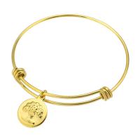 Stainless Steel Bangle, 316 Stainless Steel, Round, Vacuum Plating, fashion jewelry & for woman, golden, 2mm, Inner Diameter:Approx 61mm, 10PCs/Lot, Sold By Lot