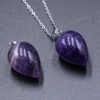 Gemstone Pendants Jewelry Natural Stone Teardrop & Unisex Length Approx 38 cm Sold By PC