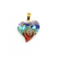 Natural Gemstone Necklace with Resin Heart Unisex mixed colors Sold By PC