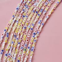 Millefiori Scheibe Lampwork Perlen, Blume, DIY, gemischte Farben, 4-7mm, ca. 100PCs/Strang, verkauft von Strang