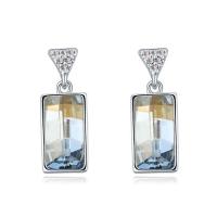 Austrian Crystal Earring, Tibetan Style, with Austrian Crystal, Rectangle, platinum plated, for woman & faceted, more colors for choice, nickel, lead & cadmium free, 11x29mm, Sold By Pair