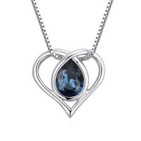Austrian Crystal Necklace, Tibetan Style, with Austrian Crystal, with 5cm extender chain, Heart, platinum plated, for woman & faceted, more colors for choice, nickel, lead & cadmium free, 16x15mm, Length:Approx 40 cm, Sold By PC