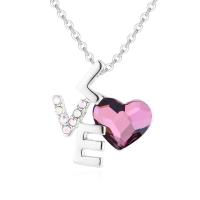 Austrian Crystal Necklace Zinc Alloy with Austrian Crystal with 5cm extender chain Heart platinum plated for woman & faceted nickel lead & cadmium free Length Approx 40 cm Sold By PC