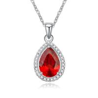 Cubic Zircon Micro Pave Brass Necklace with 5cm extender chain Teardrop platinum plated micro pave cubic zirconia & for woman & faceted nickel lead & cadmium free Length Approx 40 cm Sold By PC