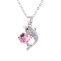 Austrian Crystal Necklace Zinc Alloy with Czech Rhinestone & Austrian Crystal with 5cm extender chain Dolphin platinum plated for woman & faceted nickel lead & cadmium free Length Approx 40 cm Sold By PC