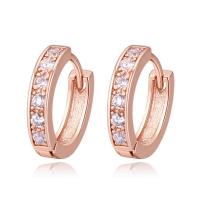 Cubic Zirconia Micro Pave Brass Earring, Donut, plated, Unisex & micro pave cubic zirconia & faceted, more colors for choice, nickel, lead & cadmium free, 3x15mm, Sold By Pair