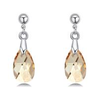 Crystal Earrings, Tibetan Style, with Austrian Crystal, Teardrop, platinum plated, for woman & faceted, more colors for choice, nickel, lead & cadmium free, 9x26mm, Sold By Pair