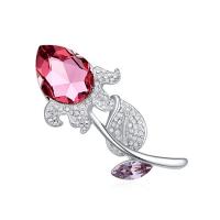 Crystal Brooch Zinc Alloy with Austrian Crystal Flower Bud platinum plated for woman & faceted nickel lead & cadmium free Sold By PC