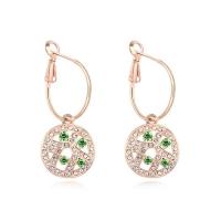 Crystal Earrings Zinc Alloy with Austrian Crystal Flat Round rose gold color plated for woman & faceted nickel lead & cadmium free Sold By Pair