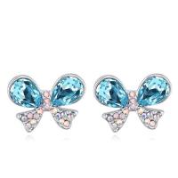 Crystal Earrings Zinc Alloy with Austrian Crystal Bowknot platinum plated for woman & faceted & with rhinestone nickel lead & cadmium free Sold By Pair