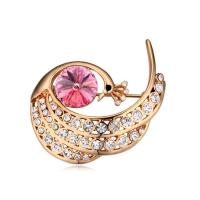 Crystal Brooch, Tibetan Style, with Austrian Crystal, Peacock, Plating champagne gold, for woman & faceted, more colors for choice, nickel, lead & cadmium free, 36x36mm, Sold By PC