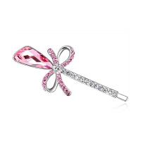 Hair Slide Zinc Alloy with Austrian Crystal Bowknot platinum plated for woman & faceted nickel lead & cadmium free Sold By PC