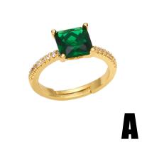 Cubic Zirconia Micro Pave Brass Ring gold color plated & micro pave cubic zirconia & for woman green nickel lead & cadmium free 9mm Sold By PC