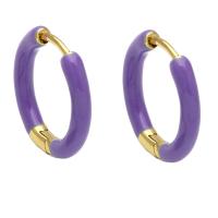 Brass Huggie Hoop Earring Round gold color plated for woman & enamel nickel lead & cadmium free Sold By Pair