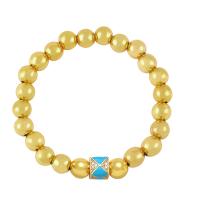 Cubic Zirconia Micro Pave Brass Bracelet gold color plated micro pave cubic zirconia & for woman & enamel nickel lead & cadmium free Length 7.1 Inch Sold By PC