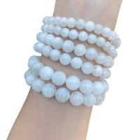 Natural Moonstone Beads Round & for woman white Length 7.5 Inch Sold By PC
