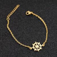 Stainless Steel Jewelry Bracelet, 304 Stainless Steel, with 1.18inch extender chain, Ship Wheel, Vacuum Plating, fashion jewelry & for woman, golden, Length:Approx 6.69 Inch, Sold By PC