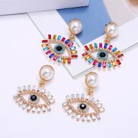 Rhinestone Earring Zinc Alloy with Plastic Pearl fashion jewelry & for woman & with rhinestone nickel lead & cadmium free Sold By Pair