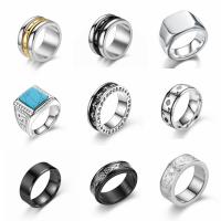 Titan Edelstahl Ringe, Titanstahl, Modeschmuck & verschiedene Größen vorhanden & verschiedene Stile für Wahl & für den Menschen, keine, Größe:6-13, verkauft von PC