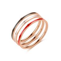 Titan Edelstahl Ringe, Titanstahl, Kreisring, Rósegold-Farbe plattiert, Modeschmuck & unisex & verschiedene Größen vorhanden & Emaille, keine, 1x1.50mm, Größe:5-13, verkauft von PC