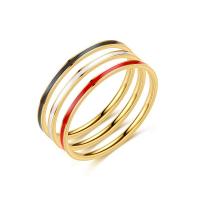 Titan Edelstahl Ringe, Titanstahl, Kreisring, goldfarben plattiert, Modeschmuck & unisex & verschiedene Größen vorhanden & Emaille, keine, 1x1.50mm, Größe:5-13, verkauft von PC