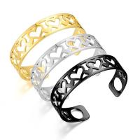 Titanium Steel Bracelet & Bangle Heart Vacuum Ion Plating fashion jewelry & adjustable & hollow Inner Approx 60mm Sold By PC