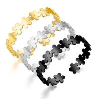 Titanium armbanden, Titanium Staal, Bloem, mode sieraden & verstelbaar & hol, meer kleuren voor de keuze, 12x1.50mm, Binnendiameter:Ca 60mm, Verkocht door PC