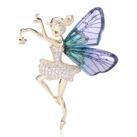 Cubic Zirconia Brooch Brass Fairy real gold plated fashion jewelry & micro pave cubic zirconia & for woman nickel lead & cadmium free Sold By PC