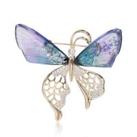 Crystal Brooch, Brass, with Crystal, Butterfly, real gold plated, fashion jewelry & micro pave cubic zirconia & for woman, more colors for choice, nickel, lead & cadmium free, 40x37mm, Sold By PC