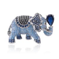 Cubic Zirconia Brooch, Brass, Elephant, plated, Gift box package & fashion jewelry & Unisex & micro pave cubic zirconia, more colors for choice, nickel, lead & cadmium free, 47x32mm, Sold By PC