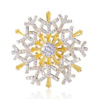 Cubic Zirconia Brooch Brass Snowflake plated fashion jewelry & micro pave cubic zirconia & for woman nickel lead & cadmium free Sold By PC