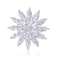 Cubic Zirconia Brooch, Brass, Snowflake, plated, fashion jewelry & micro pave cubic zirconia & for woman, more colors for choice, nickel, lead & cadmium free, 27x27mm, Sold By PC