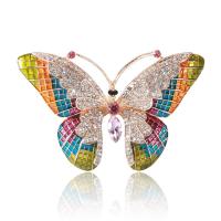 emalje broche, Zinc Alloy, Butterfly, guldfarve belagt, mode smykker & Micro Pave cubic zirconia & for kvinde, flerfarvede, nikkel, bly & cadmium fri, 68x44mm, Solgt af PC