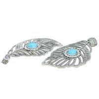 Turquoise Pendant Zinc Alloy with turquoise Leaf antique silver color plated DIY silver color nickel lead & cadmium free Sold By Bag
