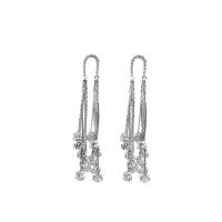 Cubic Zirconia Micro Pave Brass Earring, platinum plated, micro pave cubic zirconia & for woman, 73x10mm, Sold By Pair