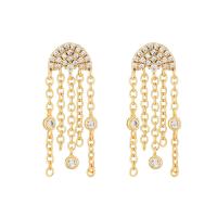 Cubic Zirconia Micro Pave Brass Earring, 18K gold plated, micro pave cubic zirconia & for woman, 26x10mm, Sold By Pair