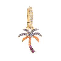 Cubic Zirconia Micro Pave Brass Earring, Palm Tree, 18K gold plated, micro pave cubic zirconia & for woman, multi-colored, 29x15mm, Sold By PC