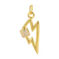 Cubic Zirconia Micro Pave Brass Pendant gold color plated & micro pave cubic zirconia & hollow Sold By PC
