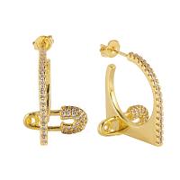 Cubic Zirconia Micro Pave Brass Earring gold color plated & micro pave cubic zirconia & for woman gold Sold By PC