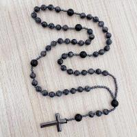 Rosary Necklace Labradorite with Natural Stone Unisex black Length Approx 26.77 Inch Sold By PC